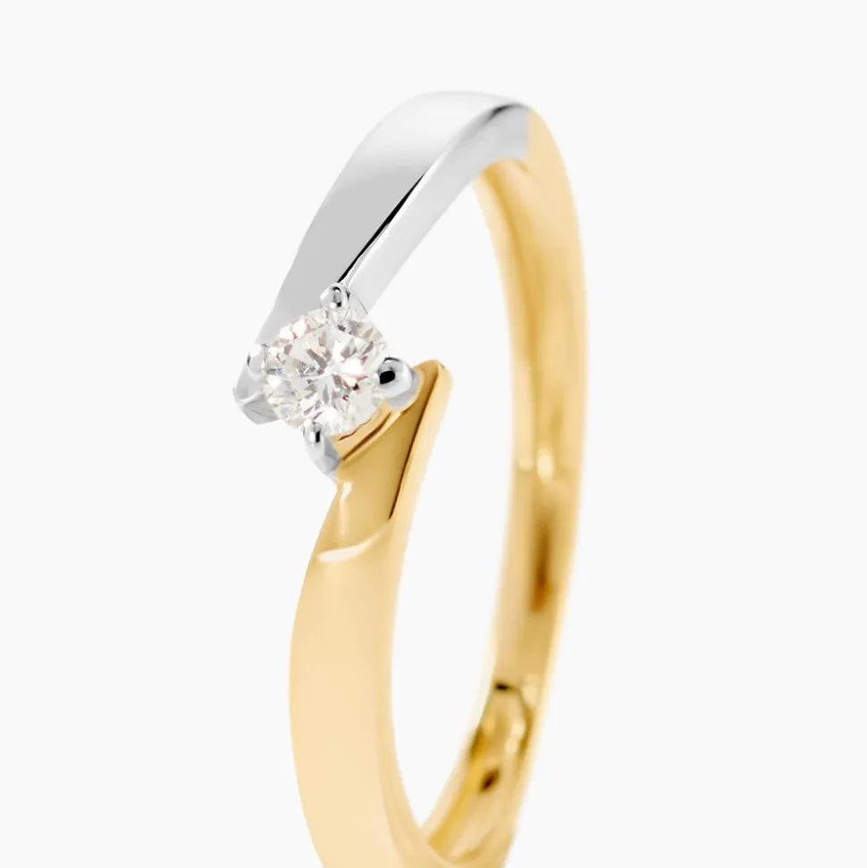 Bague Solitaire Francienne Or Bicolore Diamant