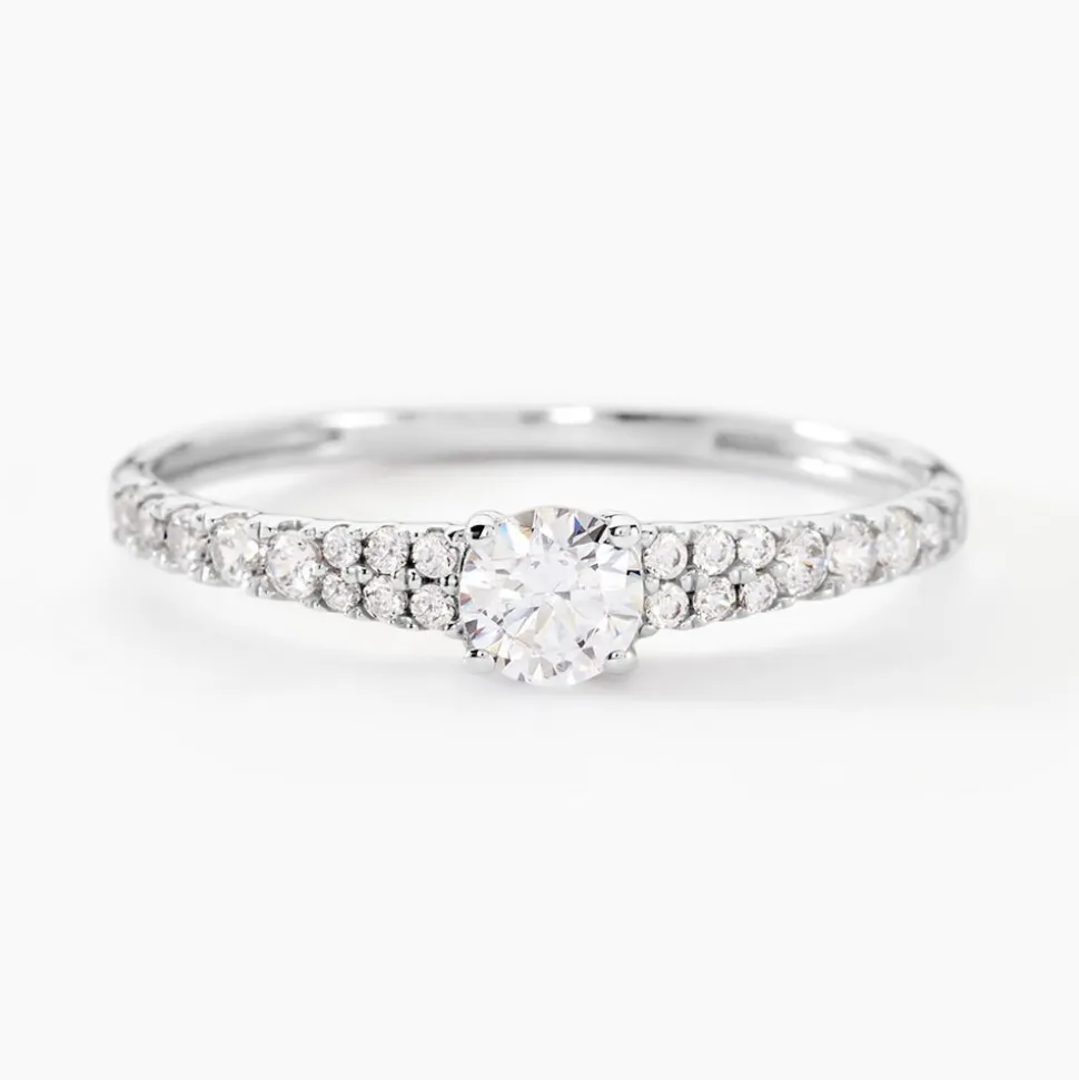 Bague Solitaire Francoise-marie Or Blanc Oxyde De Zirconium