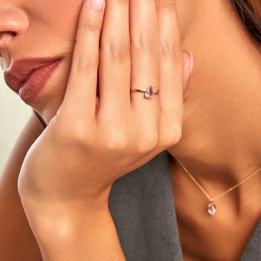 Bague Solitaire Goutte Or Jaune Améthyste|Marc Orian New