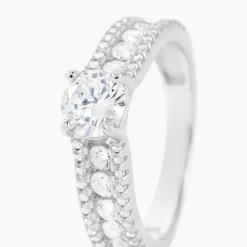 Bague Solitaire Hamane Argent Blanc Oxyde De Zirconium|Marc Orian New