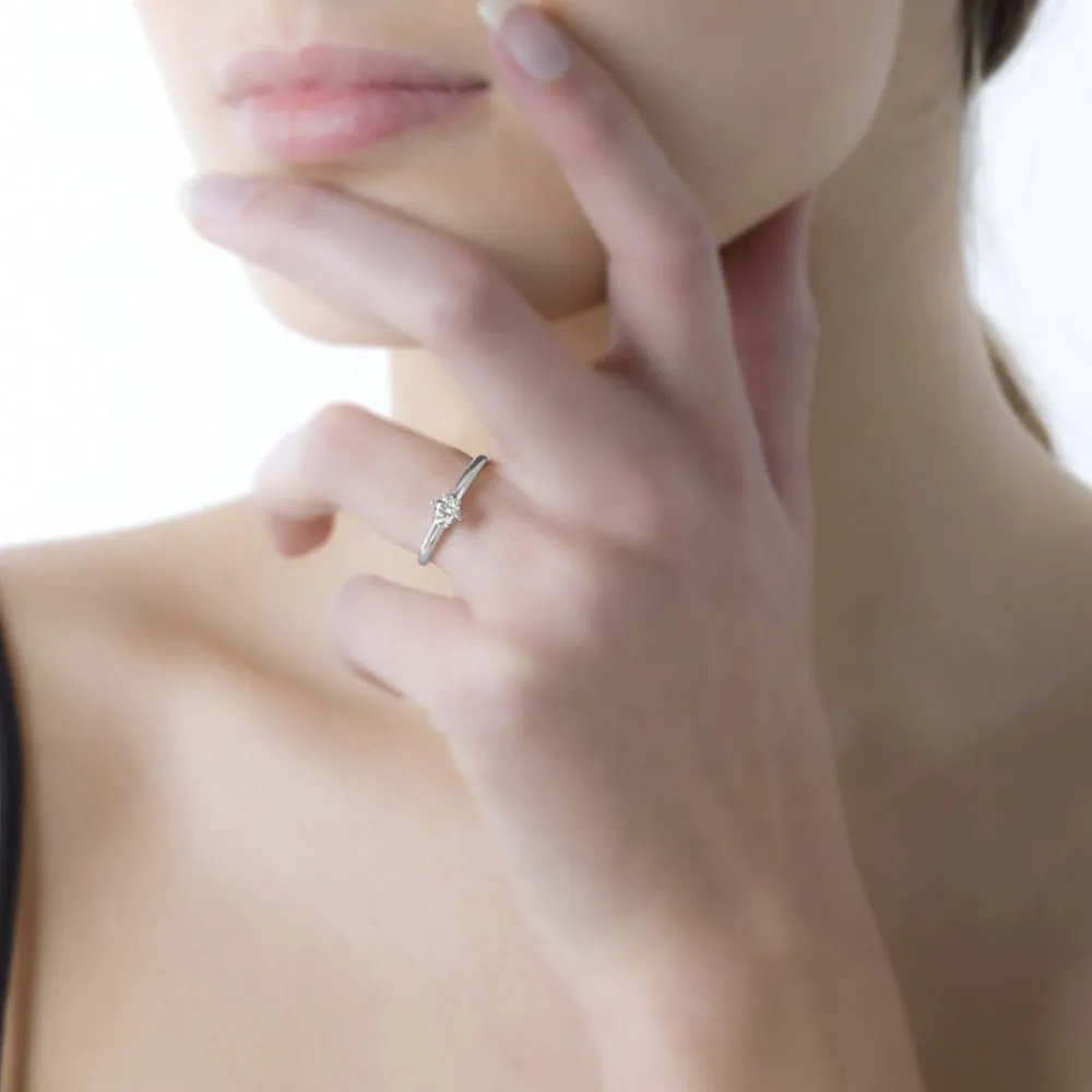 Bague Solitaire Ibtisem Or Blanc Diamant|Marc Orian Discount