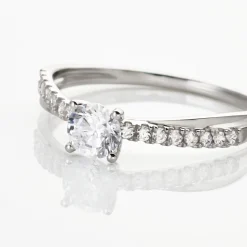Bague Solitaire Kanel Or Blanc Oxyde De Zirconium
