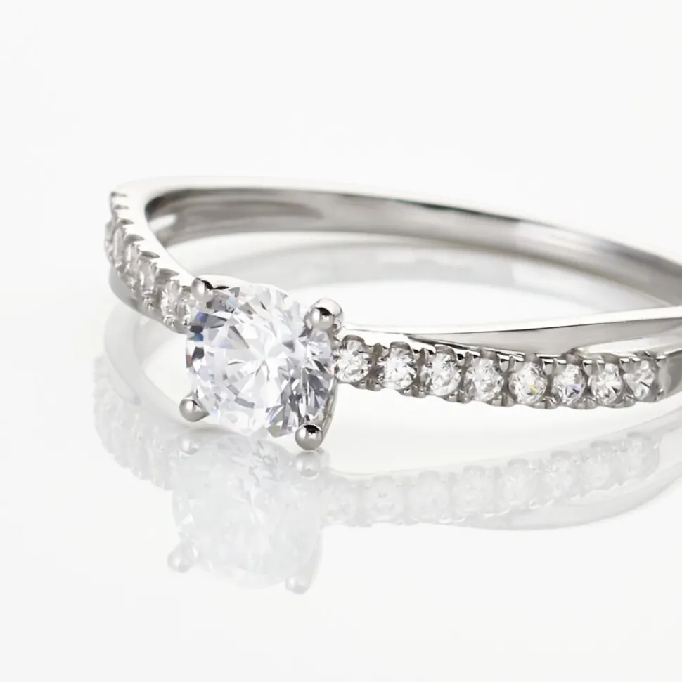 Bague Solitaire Kanel Or Blanc Oxyde De Zirconium