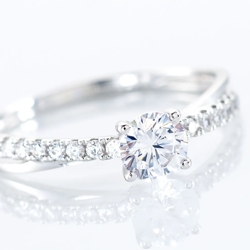 Bague Solitaire Kanel Or Blanc Oxyde De Zirconium
