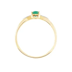 Bague Solitaire Ludmilla Or Jaune Emeraude Et Diamant