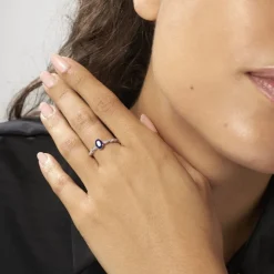 Bague Solitaire Michaela Or Blanc Saphir Et Diamant|Marc Orian Discount