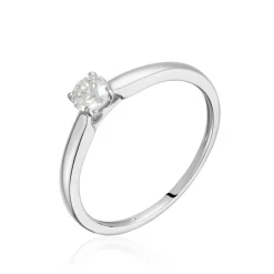 Bague Solitaire Or Blanc Flora Diamant