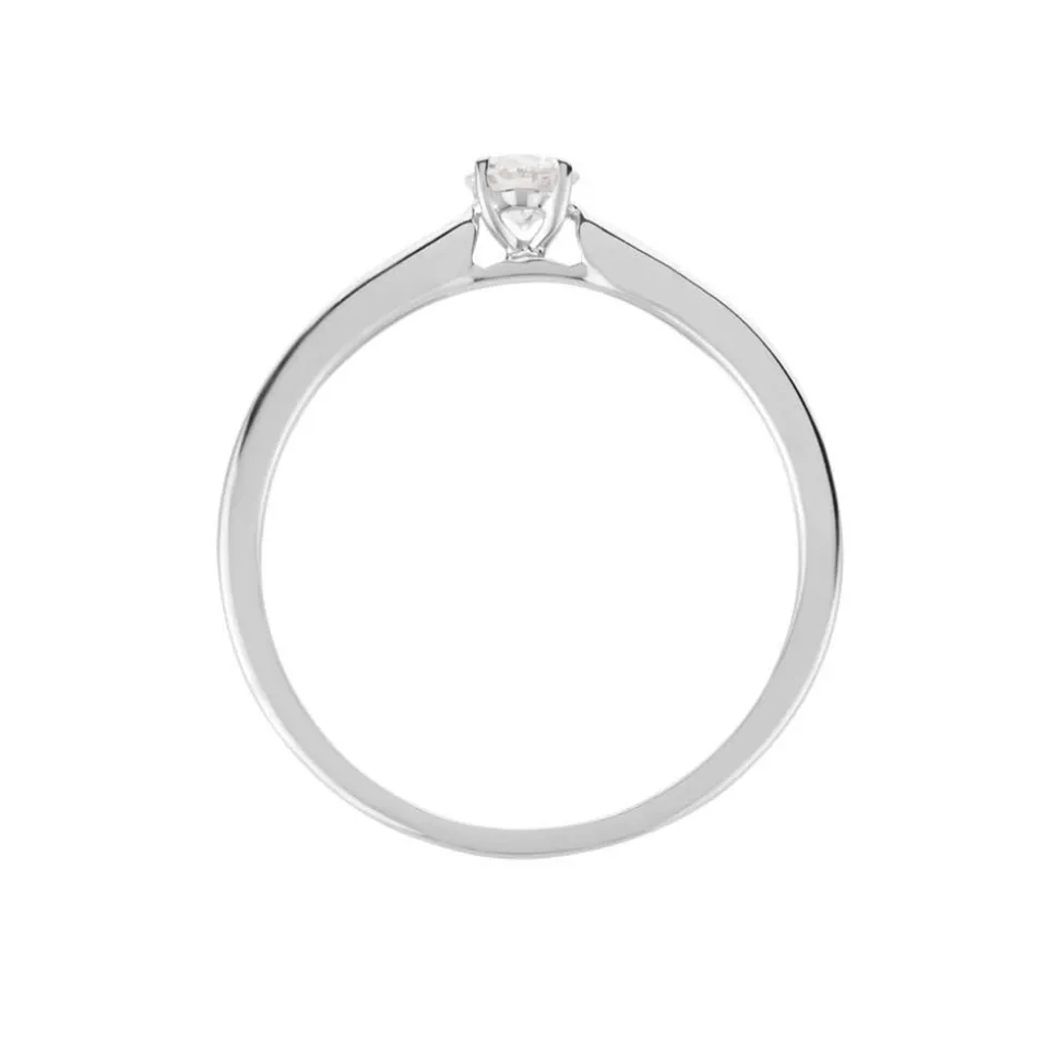 Bague Solitaire Or Blanc Flora Diamant