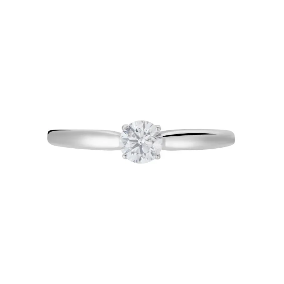 Bague Solitaire Or Blanc Flora Diamant