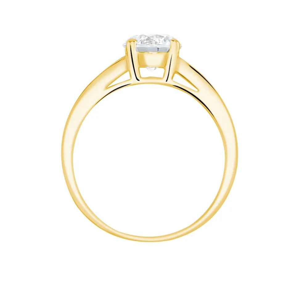 Bague Solitaire Or Jaune Oxyde De Zirconium