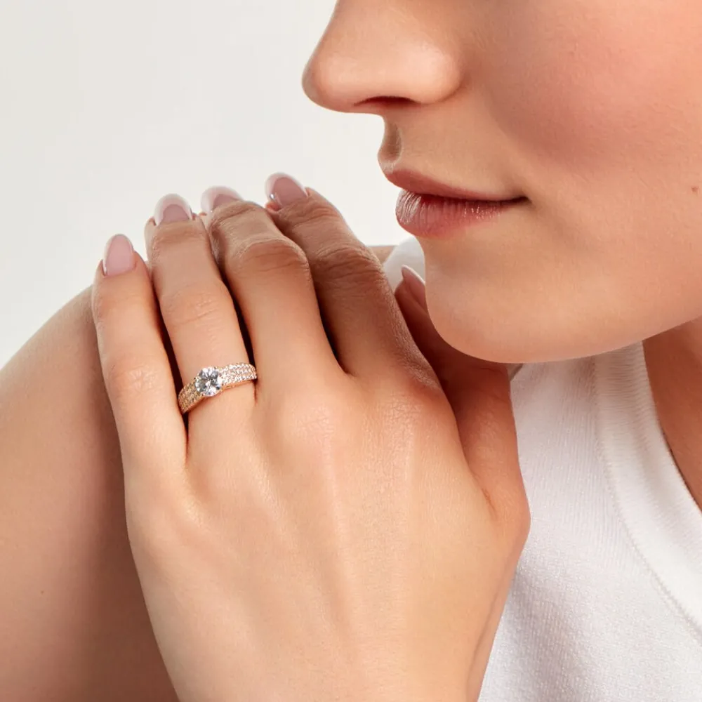 Bague Solitaire Plaque Or Jaune Oxyde De Zirconium|Marc Orian Clearance