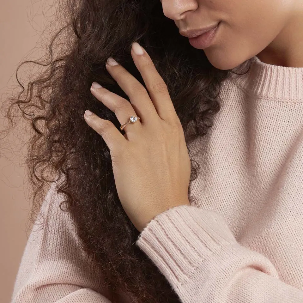 Bague Solitaire Sarah-lee Plaqué Or Jaune Oxyde De Zirconium|Marc Orian Outlet