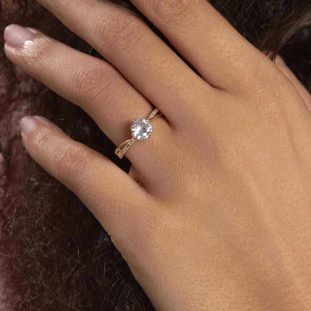 Bague Solitaire Sarah-lee Plaqué Or Jaune Oxyde De Zirconium|Marc Orian Outlet