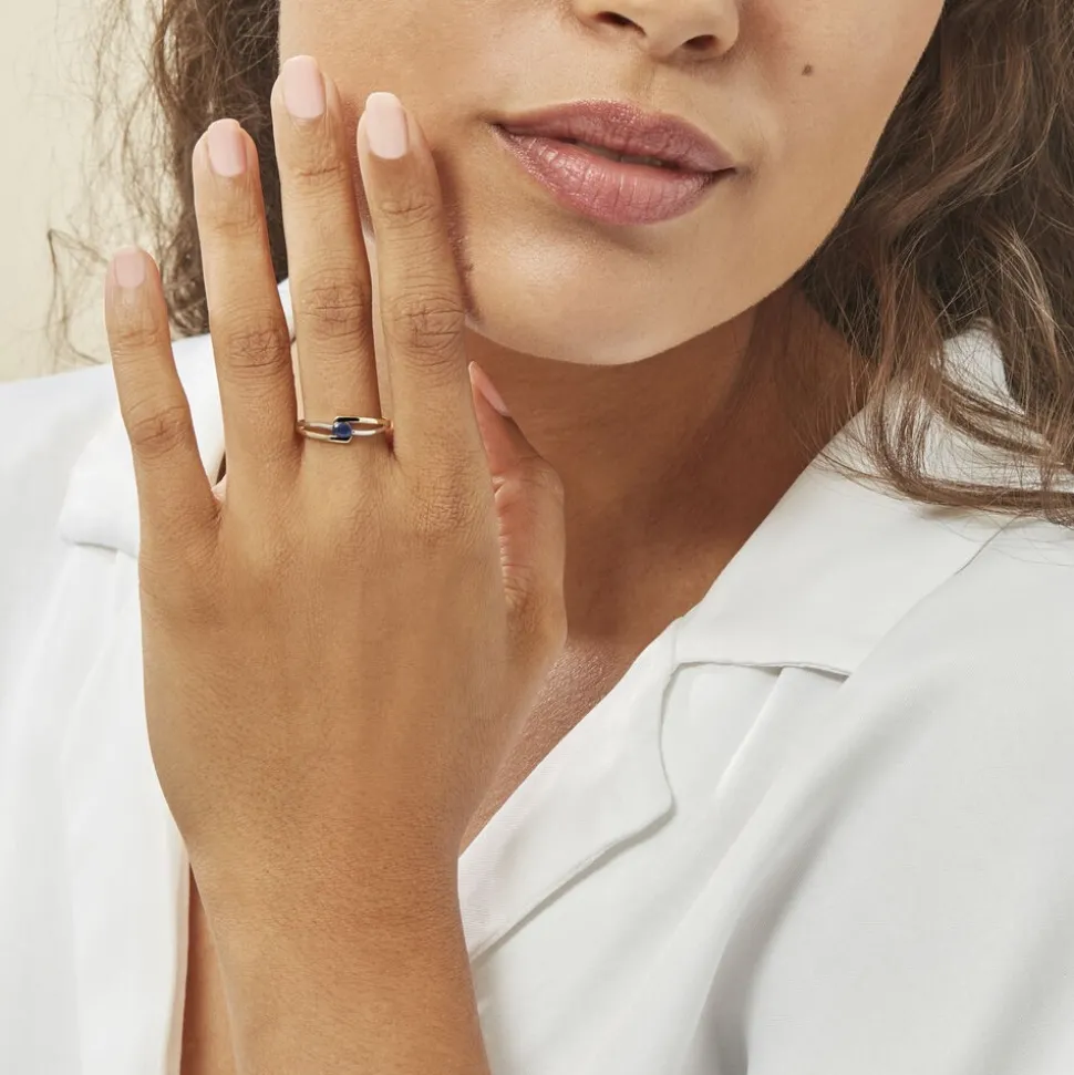 Bague Sylvene Or Bicolore Saphir