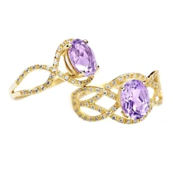 Bague Tina Or Jaune Amethyste Et Oxyde De Zirconium