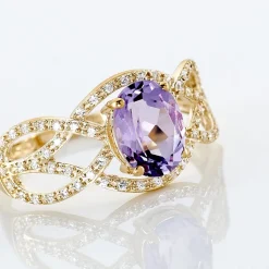 Bague Tina Or Jaune Amethyste Et Oxyde De Zirconium