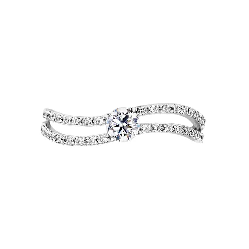 Bague Vrille Double Or Blanc Oxyde De Zirconium
