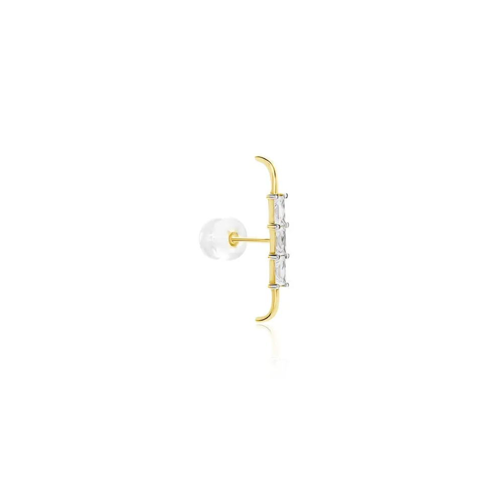 Bijou D'oreille Unitaire Alon Or Jaune Oxyde De Zirconium