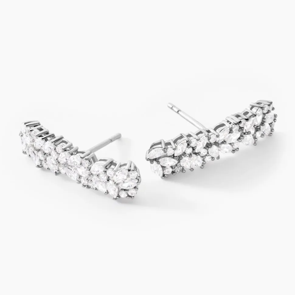 Bijoux D'oreilles Argent Blanc Precieux Flocon Oxyde De Zirconium
