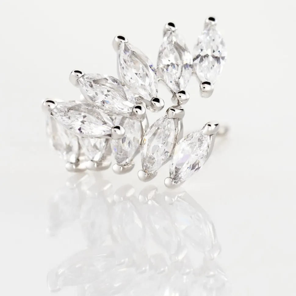 Bijoux D'oreilles Edma Or Blanc Oxyde De Zirconium