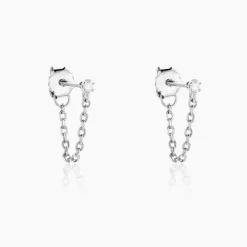Bijoux D'oreilles Fantaisia Argent Blanc Oxyde De Zirconium