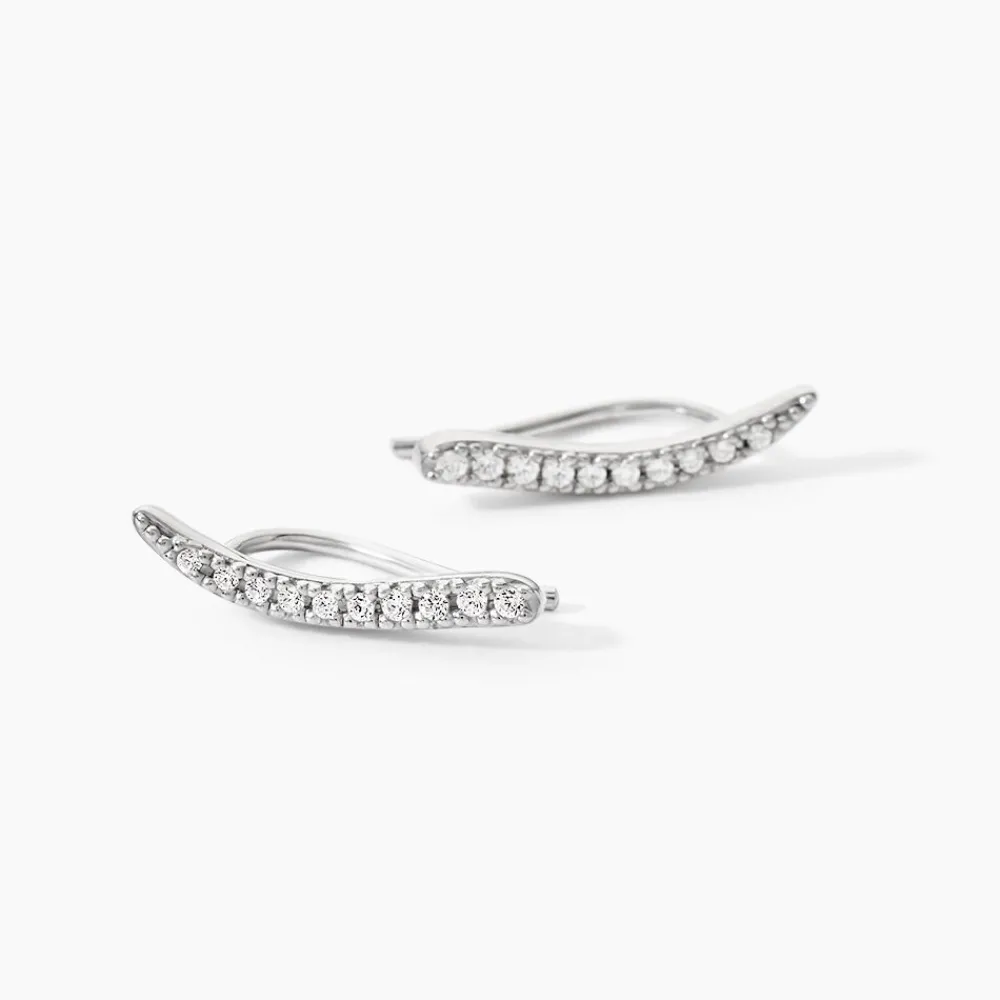 Bijoux D'oreilles Grimpants Gracelle Argent Blanc Oxyde De Zirconium|Marc Orian Sale