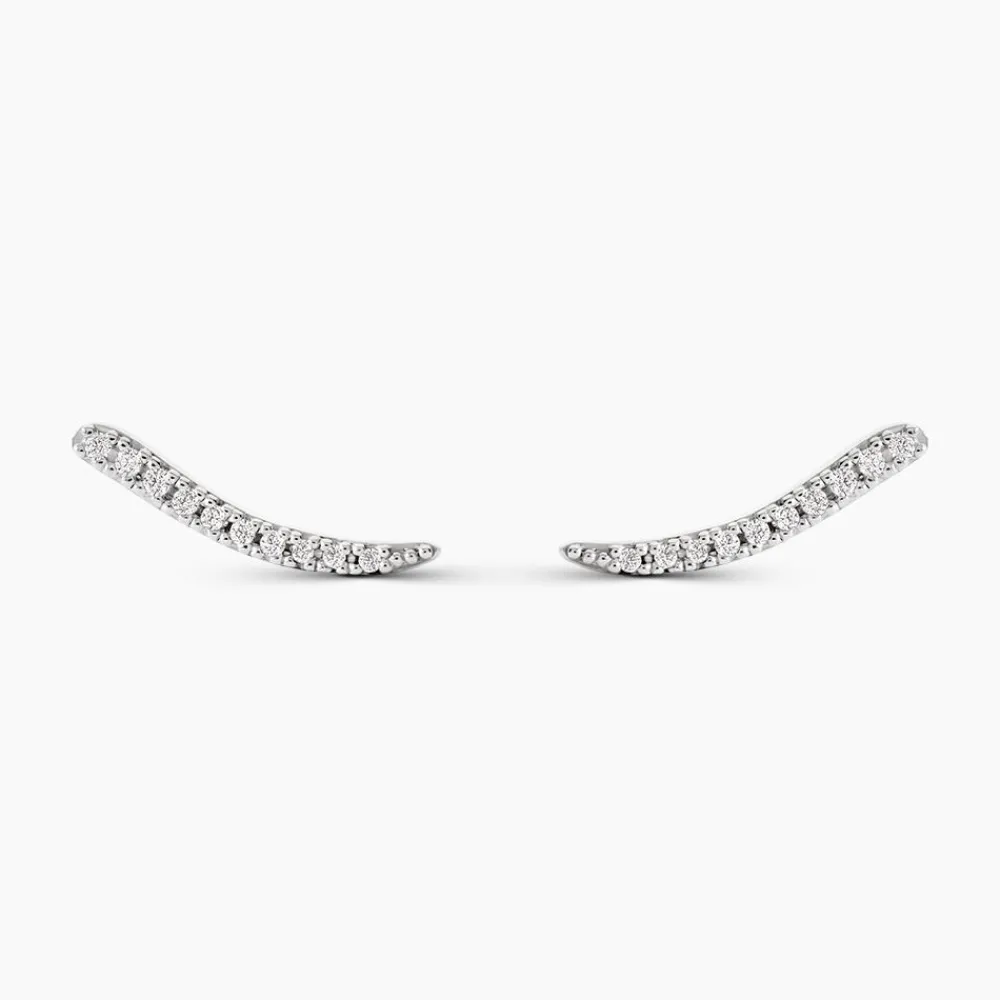 Bijoux D'oreilles Grimpants Gracelle Argent Blanc Oxyde De Zirconium|Marc Orian Sale