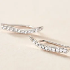 Bijoux D'oreilles Grimpants Gracelle Argent Blanc Oxyde De Zirconium|Marc Orian Sale