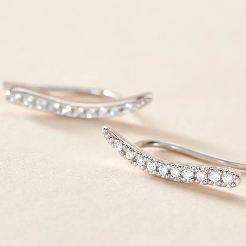Bijoux D'oreilles Grimpants Gracelle Argent Blanc Oxyde De Zirconium|Marc Orian Sale