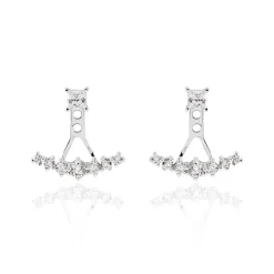 Bijoux D'oreilles Kyoto Or Blanc Oxyde De Zirconium