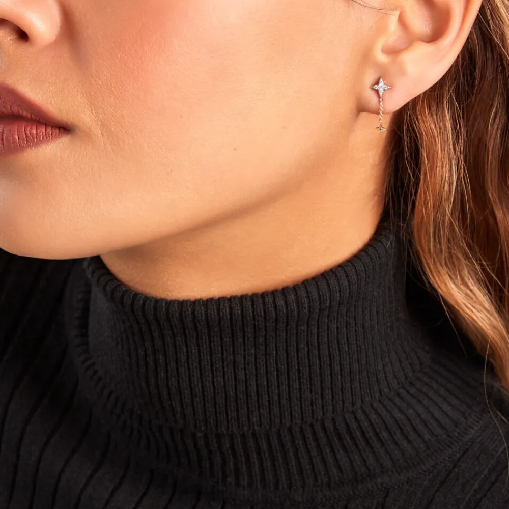 Bijoux D'oreilles Lumiere Or Jaune Oxyde De Zirconium|Marc Orian Outlet