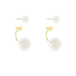 Bijoux D'oreilles Metisse Or Jaune Perle De Culture|Marc Orian Outlet