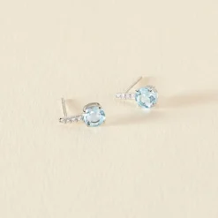 Bijoux D'oreilles Monroe Or Blanc Topaze Oxyde De Zirconium|Marc Orian Discount