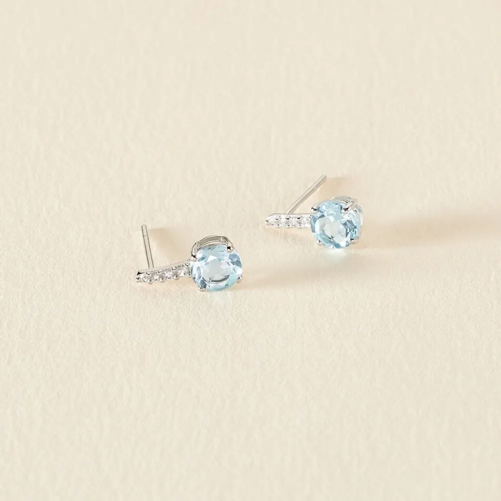 Bijoux D'oreilles Monroe Or Blanc Topaze Oxyde De Zirconium|Marc Orian Discount