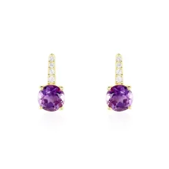 Bijoux D'oreilles Monroe Or Jaune Améthyste Oxyde De Zirconium|Marc Orian Clearance