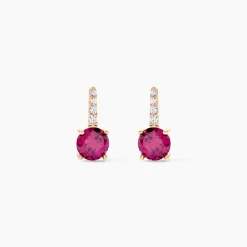 Bijoux D'oreilles Monroe Or Rose Rhodolite Oxyde De Zirconium|Marc Orian Hot