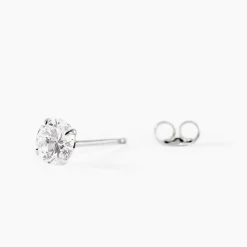 Boucle D'oreille Puce Unitaire Niels Argent Blanc Oxyde De Zirconium