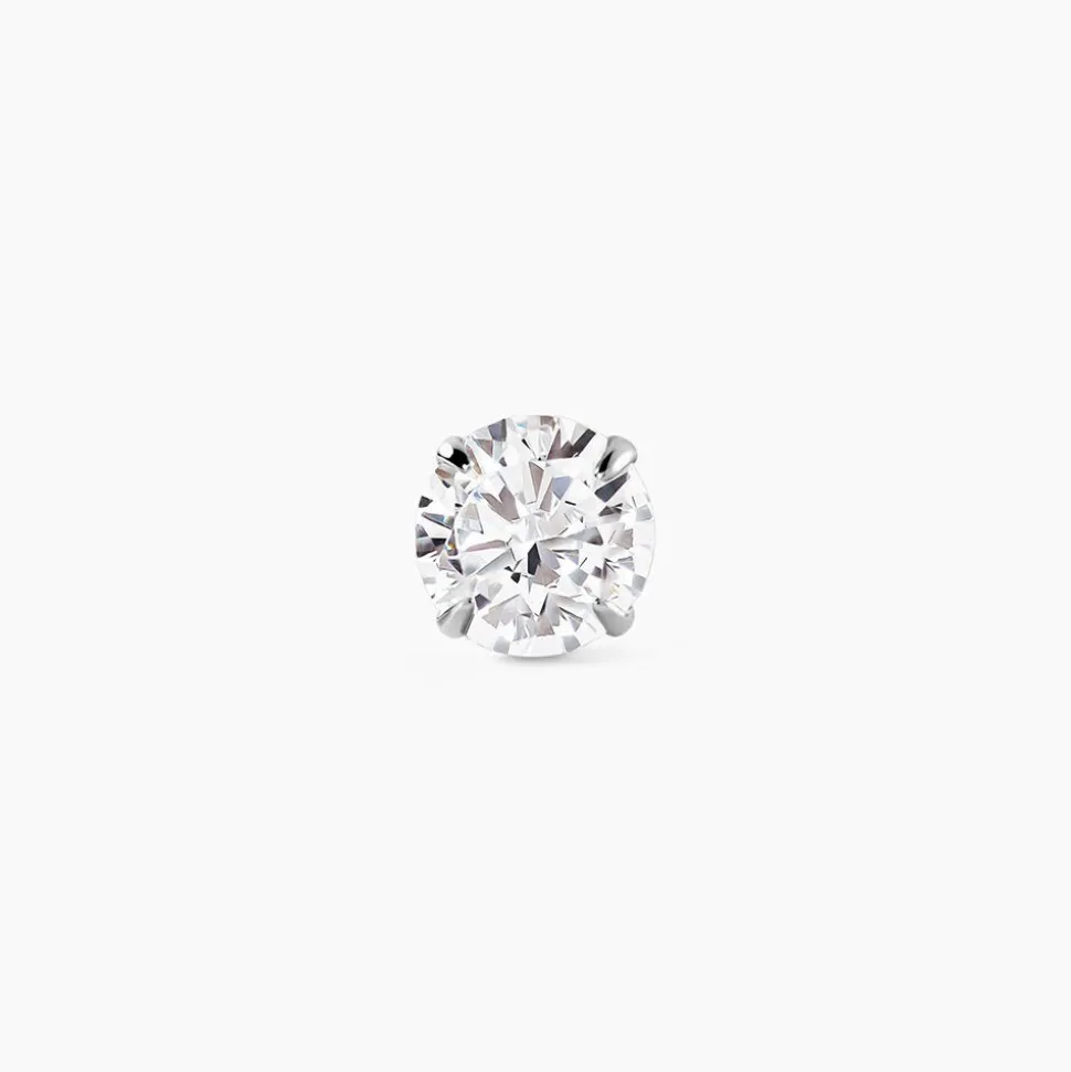 Boucle D'oreille Puce Unitaire Niels Argent Blanc Oxyde De Zirconium