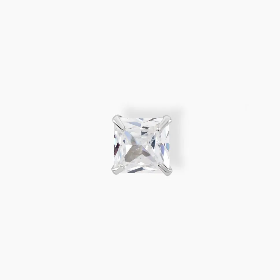 Boucle D'oreille Puce Unitaire Paco Argent Blanc Oxyde De Zirconium