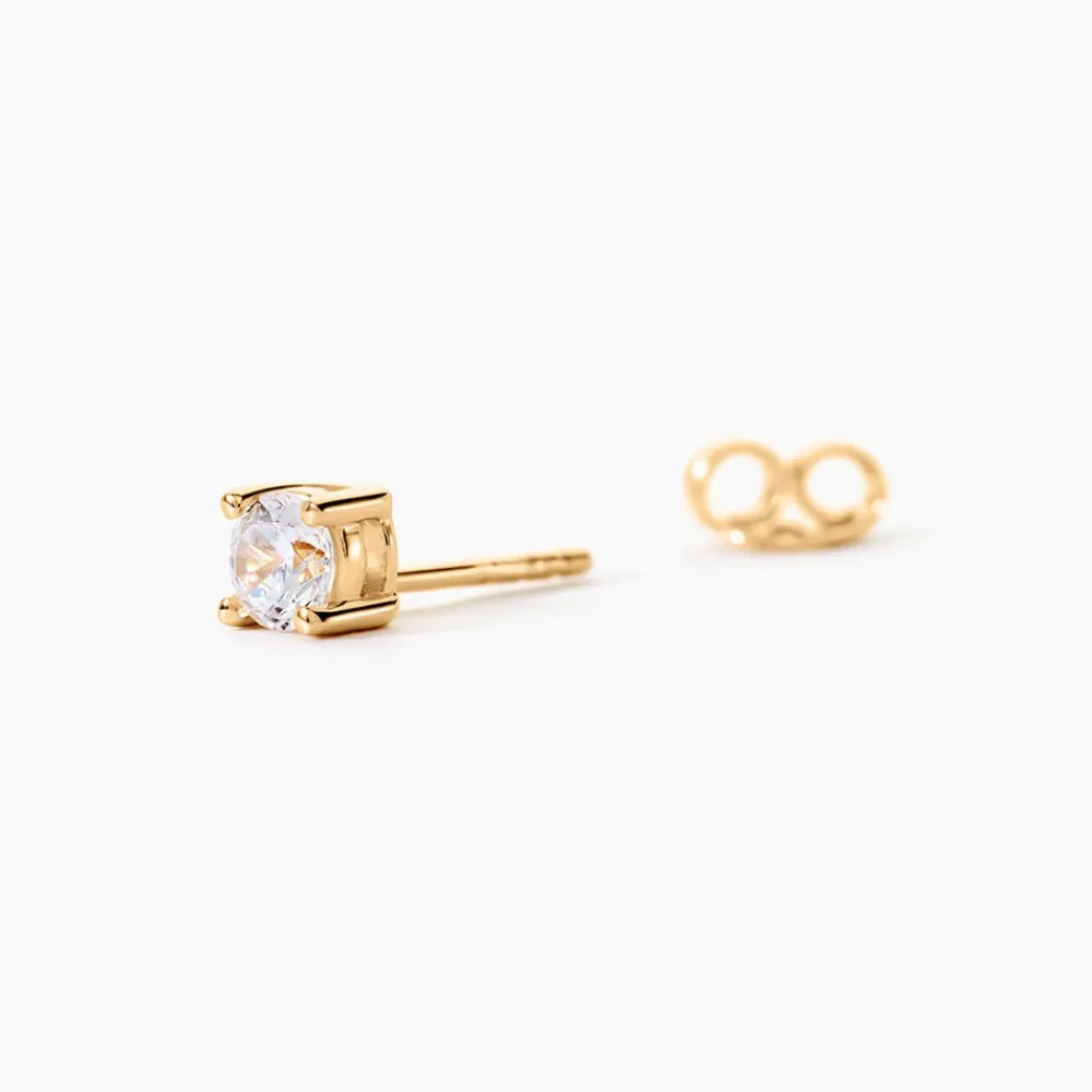 Boucle D'oreille Puce Unitaire Adam Plaqué Or Jaune Oxyde De Zirconium|Marc Orian Online