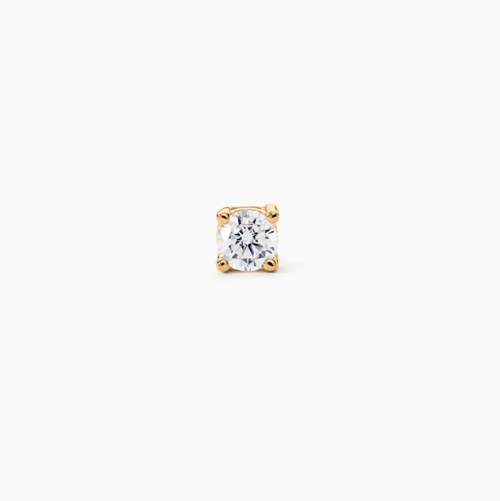 Boucle D'oreille Puce Unitaire Adam Plaqué Or Jaune Oxyde De Zirconium|Marc Orian Online