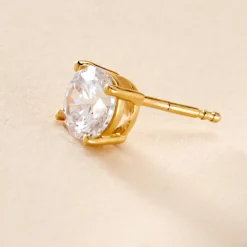 Boucle D'oreille Puce Unitaire Adam Plaqué Or Jaune Oxyde De Zirconium|Marc Orian Online