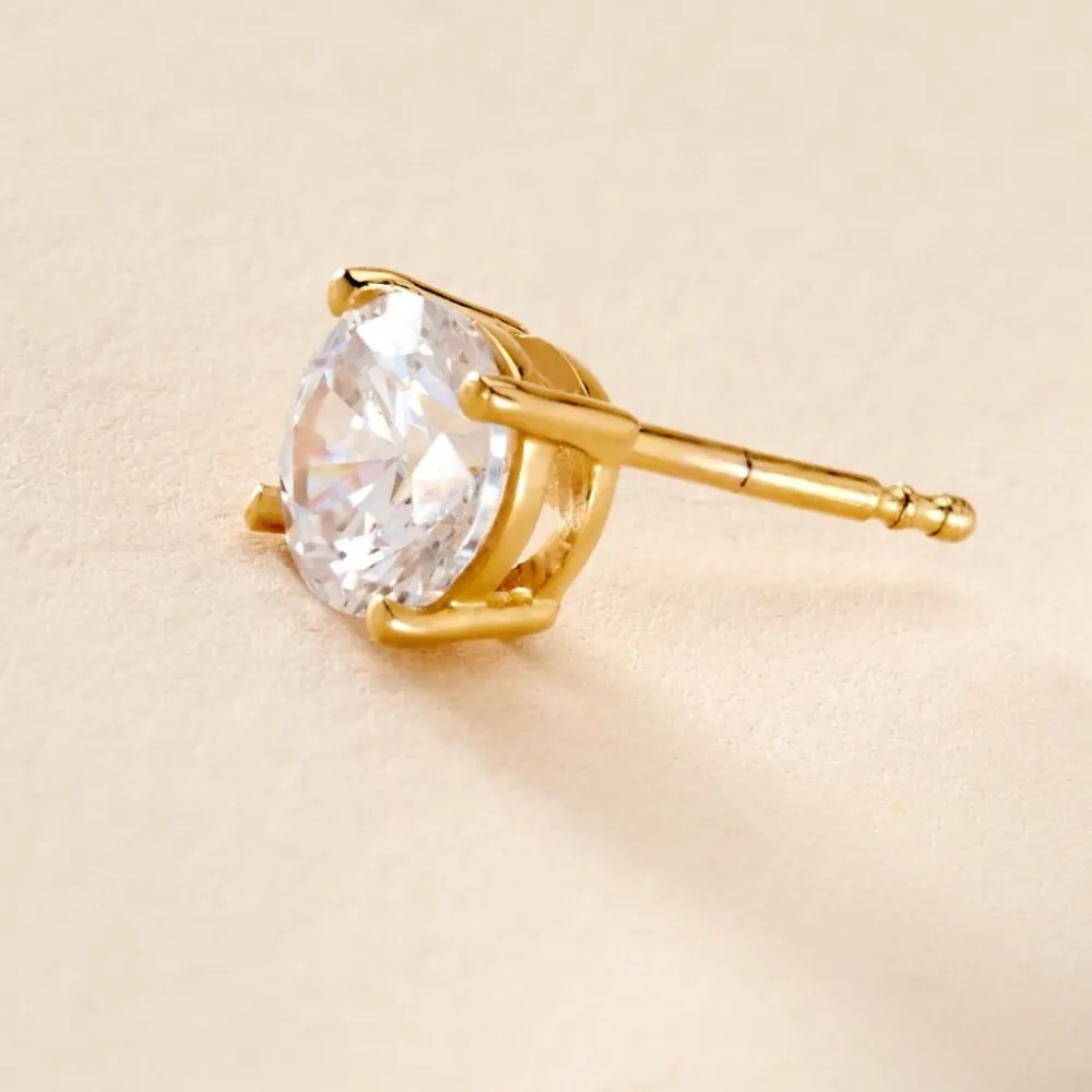 Boucle D'oreille Puce Unitaire Adam Plaqué Or Jaune Oxyde De Zirconium|Marc Orian Online