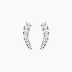 Boucles D'oreilles Grimpantes Aldrick Argent Blanc Oxyde De Zirconium