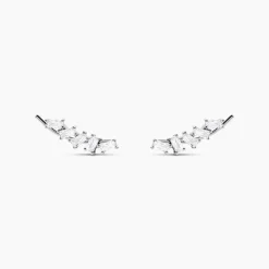 Boucles D'oreilles Grimpantes Adonia Argent Blanc Oxyde De Zirconium