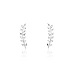 Boucles D'oreilles Grimpantes Folia Argent Blanc