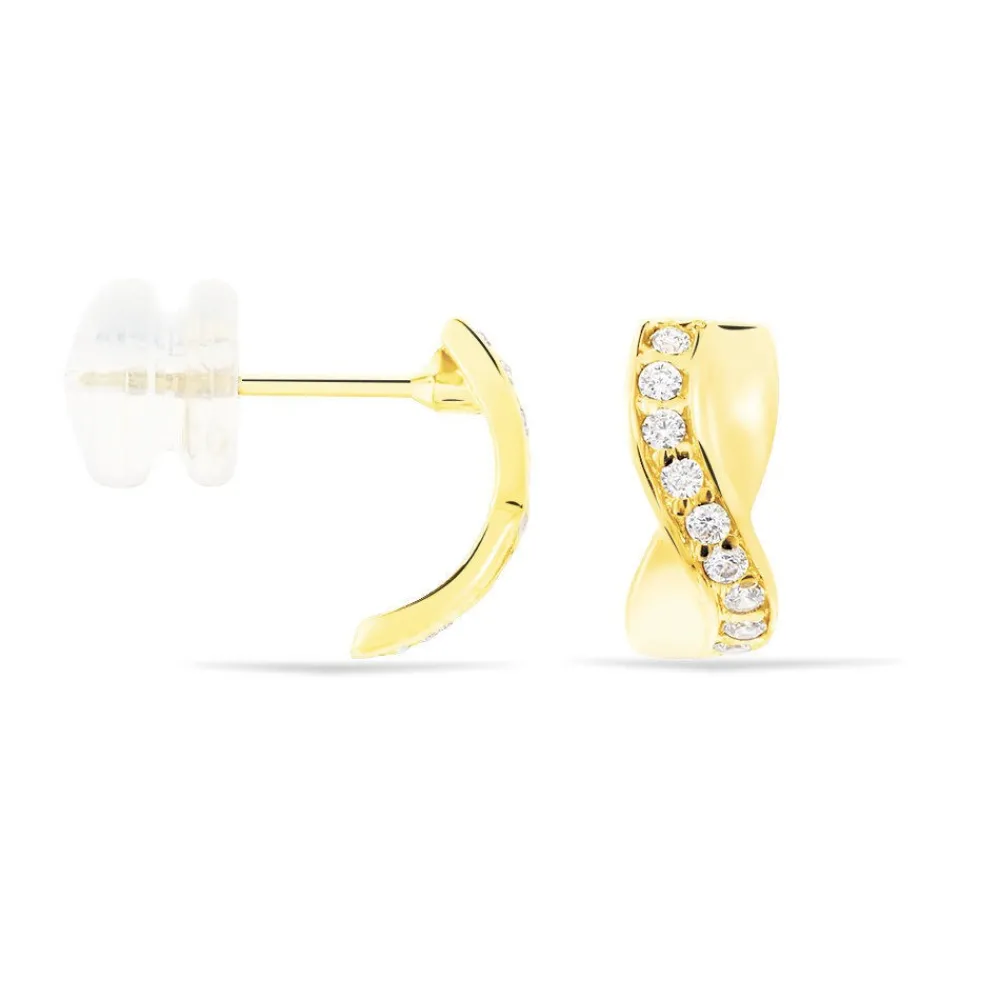 Boucles D'oreilles Izefia Rondes Or Jaune Oxyde De Zirconium|Marc Orian Hot