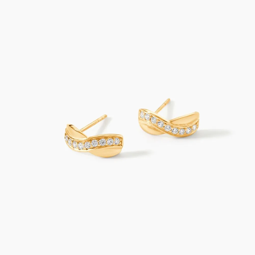Boucles D'oreilles Izefia Rondes Or Jaune Oxyde De Zirconium|Marc Orian Hot