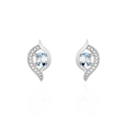 Boucles D'oreilles Lydia Or Blanc Topaze Oxyde