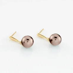 Boucles D'oreilles Pendantes Semi-baroque Or Jaune Perle De Tahiti|Marc Orian Hot